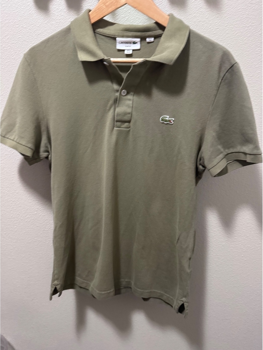 Lacoste Menβs Polo Shirt M Slim Fit Olive Green Cotton Crocodile Logo PH4012